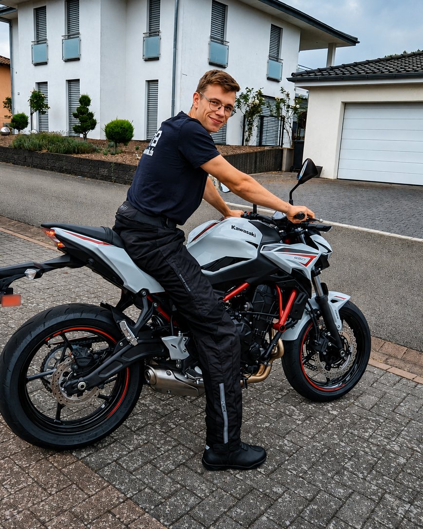Jonas Melzer auf seinem Motorrad